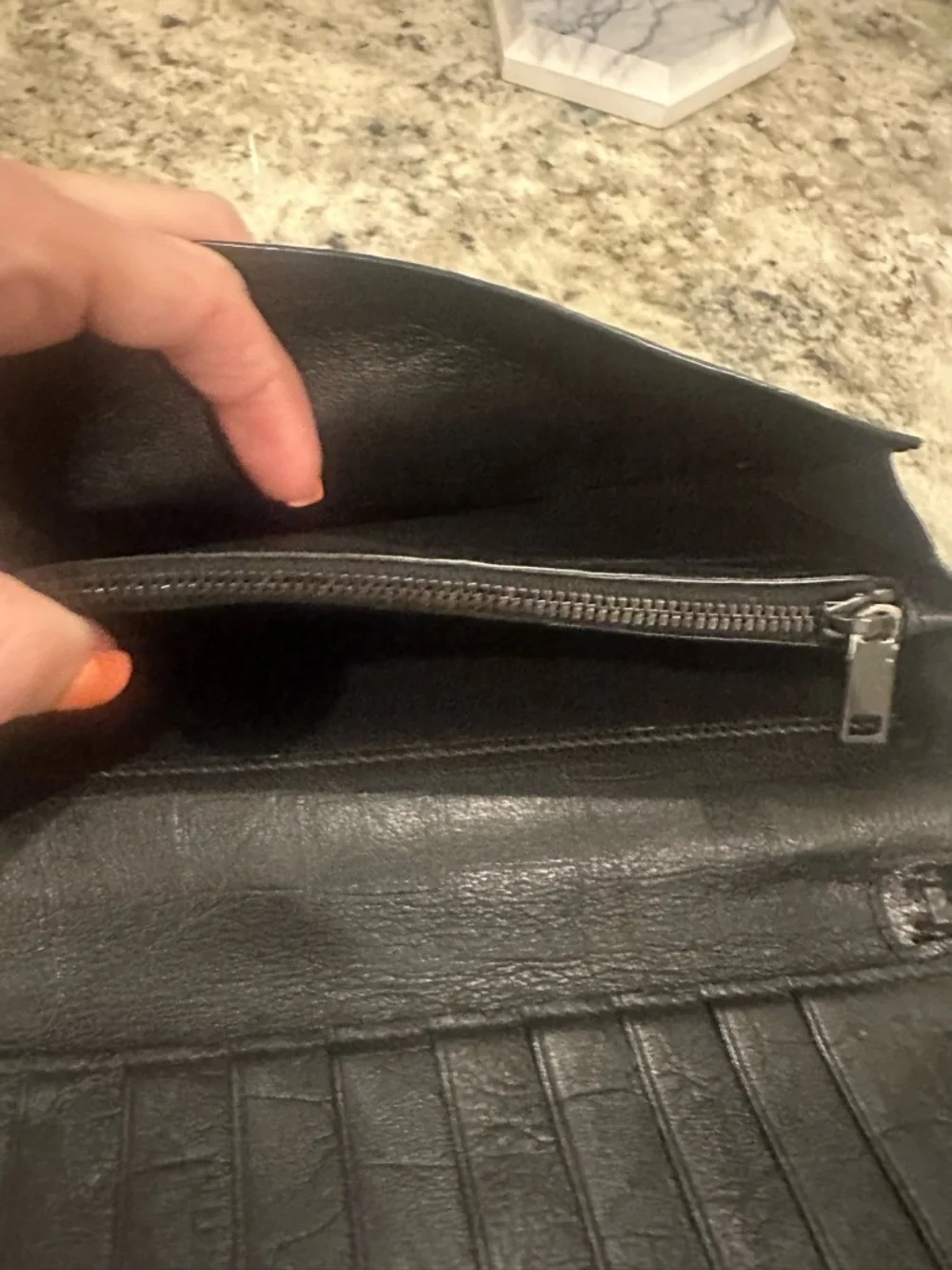 Saint Laurent Black Croc-Embossed Zip Around Wallet with YSL Logo - Picture 9 of 12